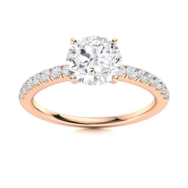 Natural 1.51 CTW Diamond Solitaire Ring 14K Rose Gold