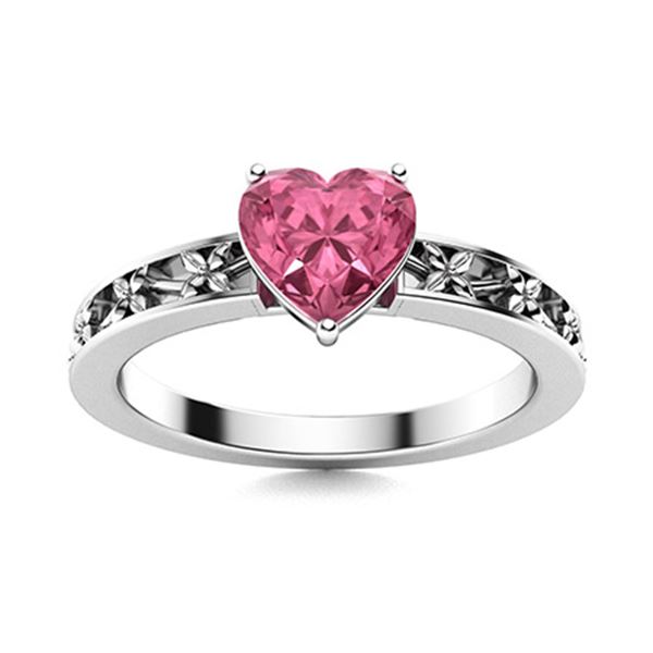 Natural 1.55 CTW Tourmaline Solitaire Ring 14K White Gold