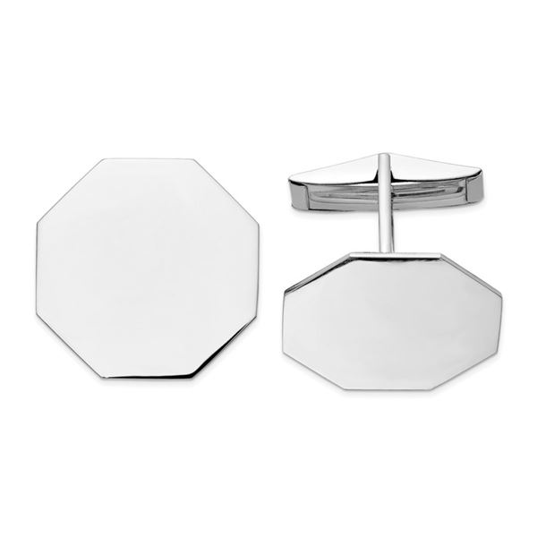 14K WG Octagon Cuff Links