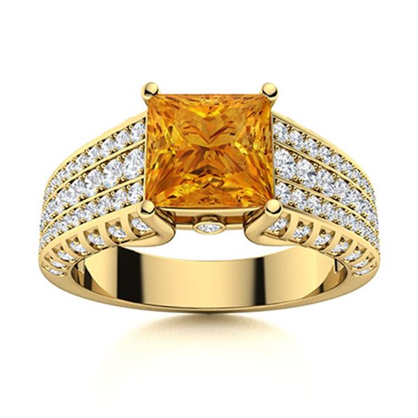 Natural 1.63 CTW Citrine & Diamond Engagement Ring 14K Yellow Gold