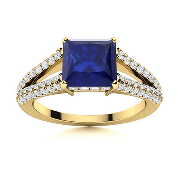 Natural 2.23 CTW Sapphire & Diamond Engagement Ring 14K Yellow Gold