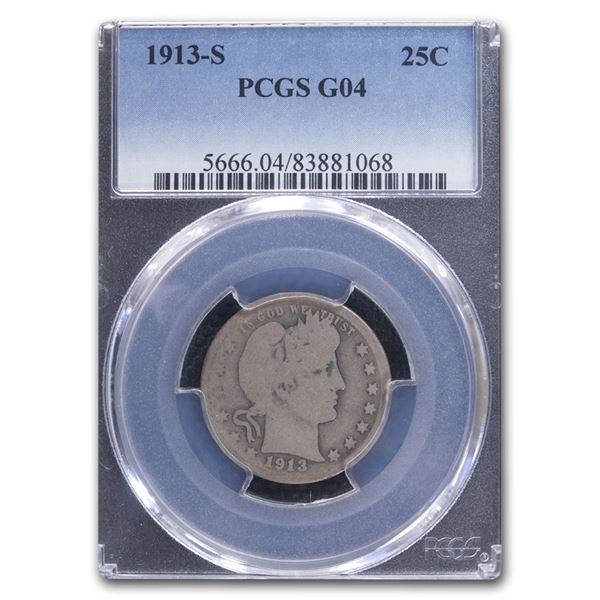 1913-S Barber Quarter Good-4 PCGS