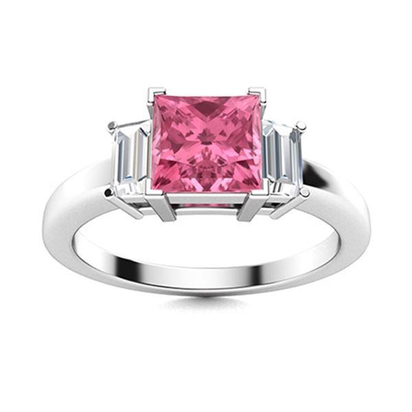Natural 0.91 CTW Tourmaline & Diamond Engagement Ring 14K White Gold