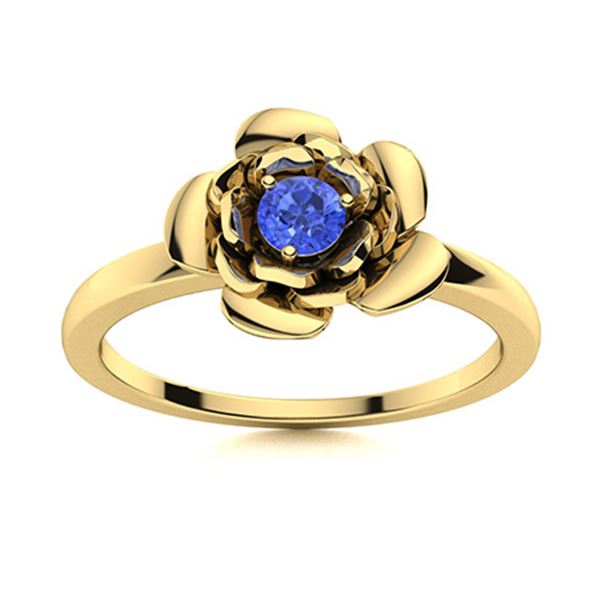 Natural 0.11 CTW Ceylon Sapphire Solitaire Ring 14K Yellow Gold