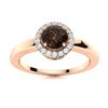 Image 1 : Natural 0.53 CTW Smoky Quartz & Diamond Engagement Ring 18K Rose Gold