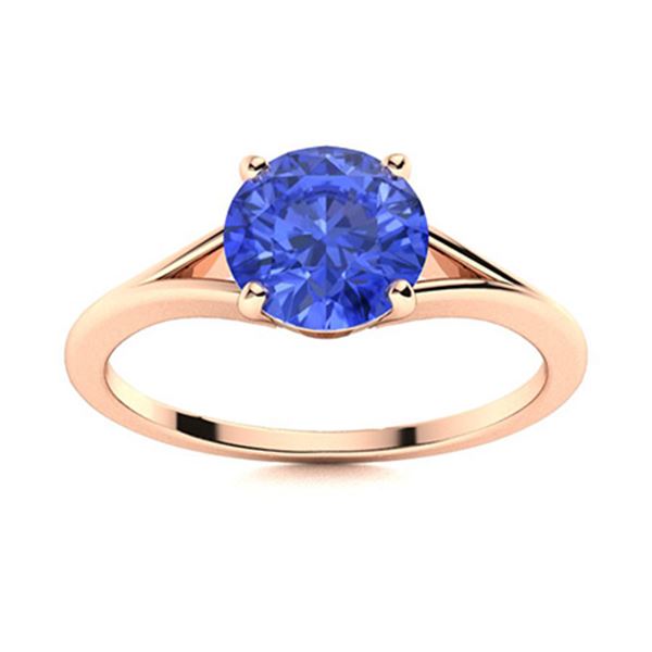 Natural 1.02 CTW Ceylon Sapphire Solitaire Ring 18K Rose Gold