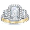 Image 1 : Natural 2.62 CTW Halo Emerald Cut & Trapezoids Diamond Ring 14KT Yellow Gold