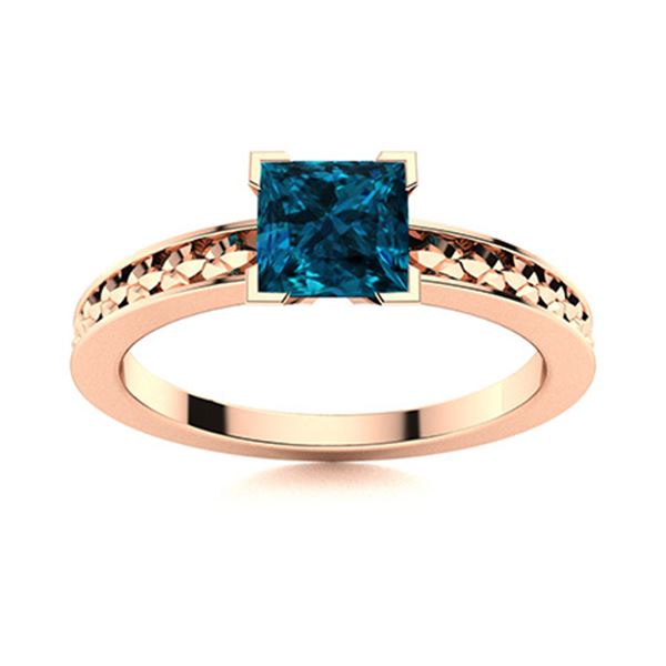 Natural 0.90 CTW Topaz Solitaire Ring 18K Rose Gold