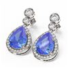 Image 3 : 2.8 ctw Tanzanite & Diamond Earrings 18K White Gold - REF-143N6F
