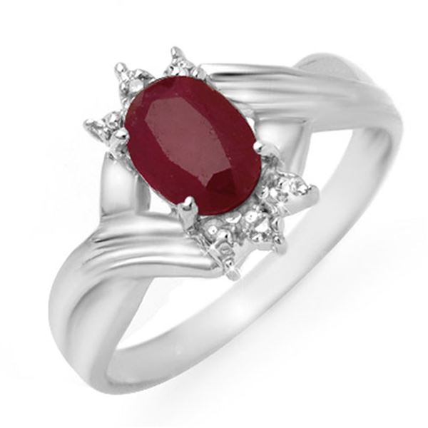 1.12 ctw Ruby & Diamond Ring 18k White Gold - REF-23W3H