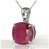Image 1 : 6 Cushion Cut Ruby Solitaire Necklace 18k White Gold - REF-49R3K