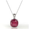 Image 2 : 6 Cushion Cut Ruby Solitaire Necklace 18k White Gold - REF-49R3K