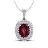Image 1 : 2.60 ctw Garnet & Micro Pave VS/SI Diamond Necklace 10k White Gold - REF-50A8N