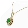 Image 3 : 5.51 ctw Jade & Diamond Victorian Necklace 14K Yellow Gold - REF-156H8R