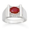 Image 1 : 2.33 ctw Ruby & Diamond Men's Ring 10k White Gold - REF-46F5M