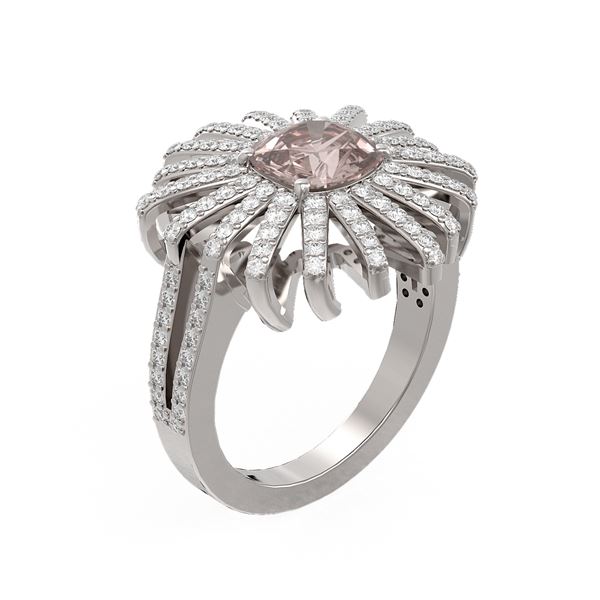 2.95 ctw Morganite & Diamond Ring 18K White Gold - REF-190F9M