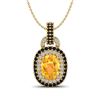 Image 1 : 2.50 ctw Citrine With Black Micro Diamond Necklace 14k Yellow Gold - REF-52H8R