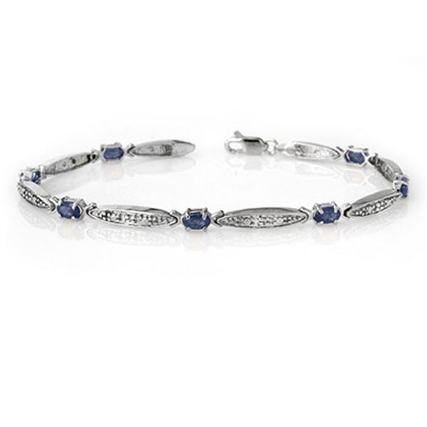 2.32 ctw Blue Sapphire & Diamond Bracelet 10k White Gold - REF-36F6M