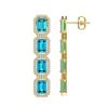 Image 2 : 11.13 ctw Swiss Topaz & Diamond Micro Pave Halo Earrings 10k Yellow Gold - REF-172X8A