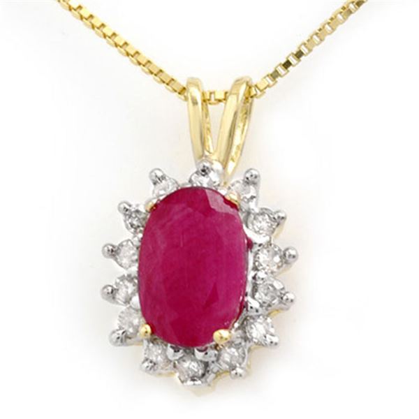 1.90 ctw Ruby & Diamond Pendant 10k Yellow Gold - REF-15W5H
