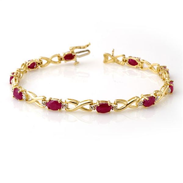 8.50 ctw Ruby & Diamond Bracelet 10k Yellow Gold - REF-78R9K