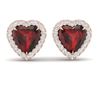 Image 1 : 2.22 ctw Garnet & Micro Pave Diamond Earrings Heart 14k Rose Gold - REF-38H2R