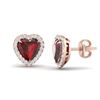 Image 2 : 2.22 ctw Garnet & Micro Pave Diamond Earrings Heart 14k Rose Gold - REF-38H2R