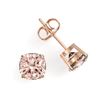 Image 2 : 3 ctw Cushion Cut Morganite Stud Earrings 14k Rose Gold - REF-35M3G