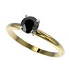 Image 1 : 0.75 ctw Fancy Black Diamond Solitaire Engagment Ring 10k Yellow Gold - REF-19W3H