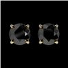 Image 1 : 1.11 ctw Fancy Black Diamond Solitaire Stud Earrings 10k Yellow Gold - REF-22M2G