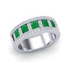 Image 2 : 2.34 ctw Emerald & Micro Pave VS/SI Diamond Ring 10k White Gold - REF-55R2K