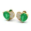 Image 1 : 2.50 ctw Emerald & Micro Pave VS/SI Diamond Earrings 10k Yellow Gold - REF-25F9M