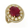 Image 1 : 8.76 ctw Certified Ruby & Diamond Victorian Ring 14K Yellow Gold - REF-207G3W