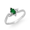 Image 1 : 0.29 ctw Emerald & Diamond Ring 10k White Gold - REF-10M2G