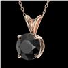 Image 2 : 1 ctw Fancy Black Diamond Solitaire Necklace 10k Rose Gold - REF-21F5M