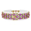 Image 2 : 12.7 ctw Amethyst & Diamond Row Bracelet 10K Yellow Gold - REF-209H3R