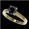 Image 1 : 1.08 ctw Fancy Black Diamond Solitaire Engagment Ring 10k Yellow Gold - REF-23A9N