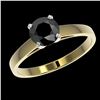 Image 2 : 1.08 ctw Fancy Black Diamond Solitaire Engagment Ring 10k Yellow Gold - REF-23A9N