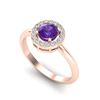 Image 2 : 0.75 ctw Amethyst & Micro VS/SI Diamond Certified Ring 14k Rose Gold - REF-28H2R
