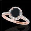 Image 1 : 1.70 ctw Certified VS Black Diamond Solitaire Halo Ring 10k Rose Gold - REF-53G9W