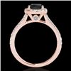 Image 2 : 1.70 ctw Certified VS Black Diamond Solitaire Halo Ring 10k Rose Gold - REF-53G9W