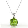 Image 2 : 6 ctw Cushion Cut Peridot Designer Necklace 18k White Gold - REF-49N6F