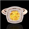 Image 1 : 1.77 ctw Citrine & Micro VS/SI Diamond Pave Ring 14k Rose Gold - REF-42M3G