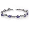 Image 1 : 4.25 ctw Tanzanite & Diamond Bracelet 10k White Gold - REF-49G3W