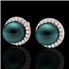 Image 1 : 0.50 ctw Micro VS/SI Diamond & Peacock Pearl Earrings 14k Rose Gold - REF-46X5A
