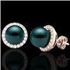 Image 2 : 0.50 ctw Micro VS/SI Diamond & Peacock Pearl Earrings 14k Rose Gold - REF-46X5A
