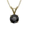 Image 1 : 0.50 ctw Fancy Black Diamond Solitaire Necklace 10k Yellow Gold - REF-18W4H