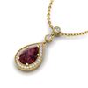 Image 1 : 2.25 ctw Garnet & Micro VS/SI Diamond Necklace Designer 18k Yellow Gold - REF-38X2A