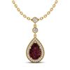 Image 2 : 2.25 ctw Garnet & Micro VS/SI Diamond Necklace Designer 18k Yellow Gold - REF-38X2A