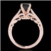 Image 2 : 1 ctw Certified VS Black Diamond Solitaire Ring 10k Rose Gold - REF-33R4K